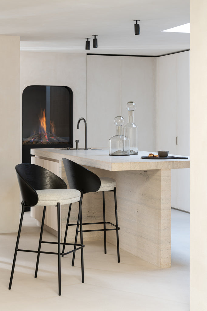 Barkruk Lone Berkenhout/Metaal Zwart/Grijs