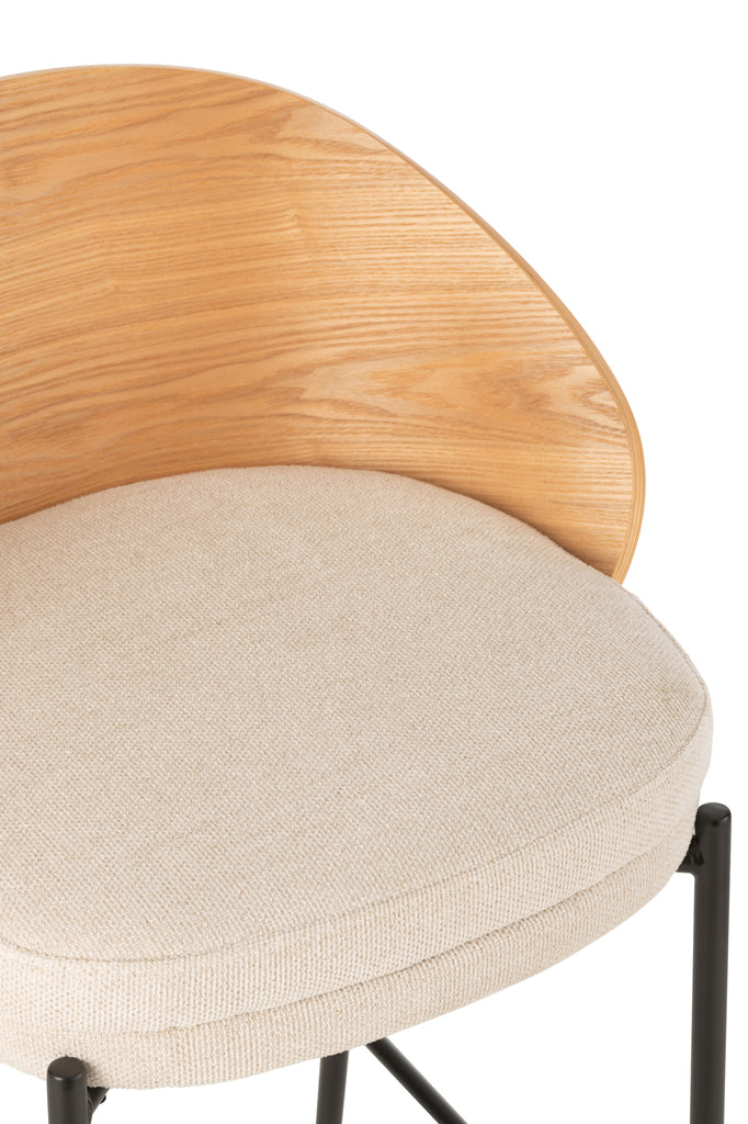 Barstoel Lone Ply Wood/Metaal Natuurlijk/Beige