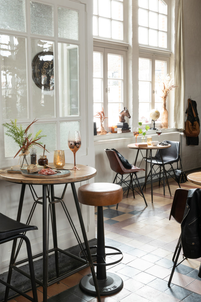 Barkruk Leer/Metaal Bruin