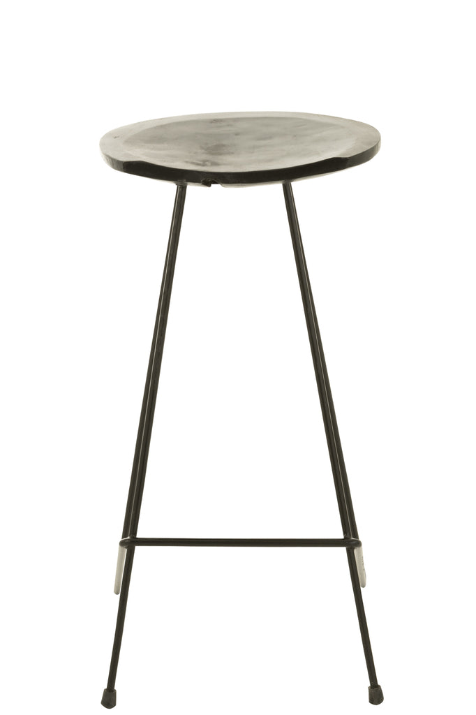 Barkruk van teakhout/ijzer zwart