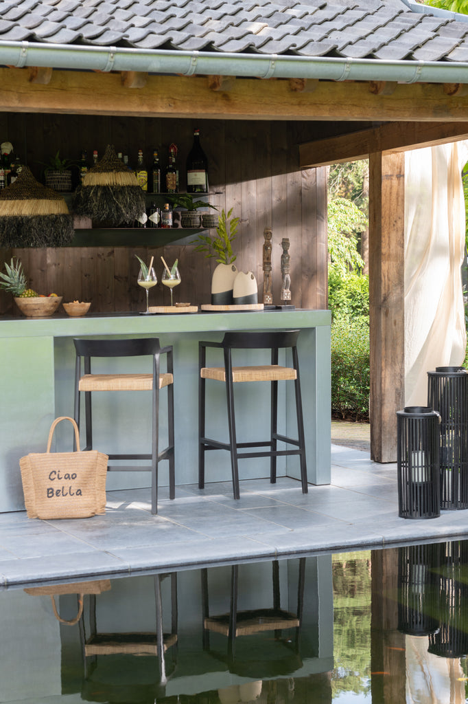 Barstoel Emma Teak Zwart/Bruin