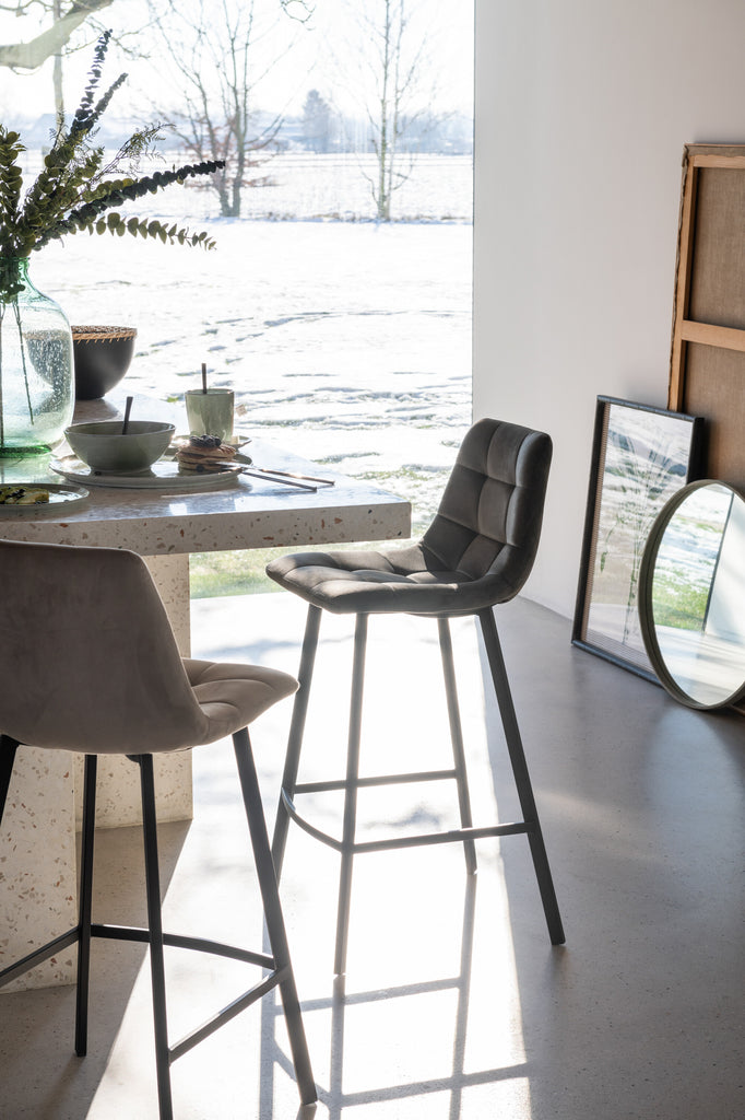 Barstoel Olivier Textiel/Metaal Grijs