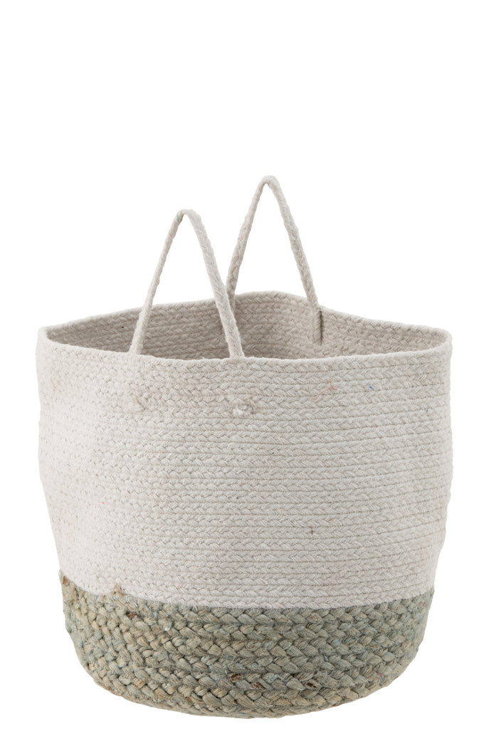 Mand Grens Jute Wit/Salie Groen Groot