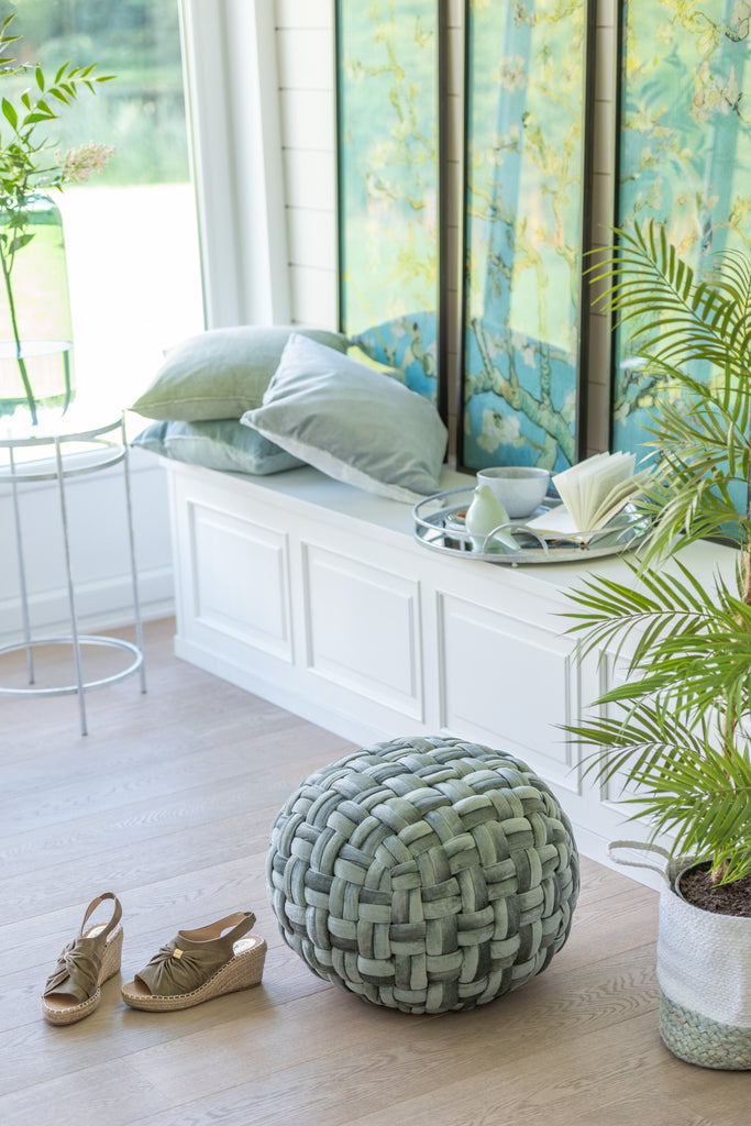 Mand Grens Jute Wit/Salie Groen Groot
