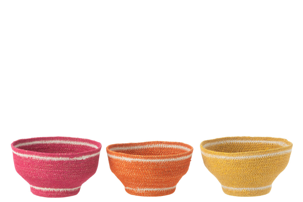 Mand Kom Seegras Roze/Oranje/Geel Assortiment Van 3