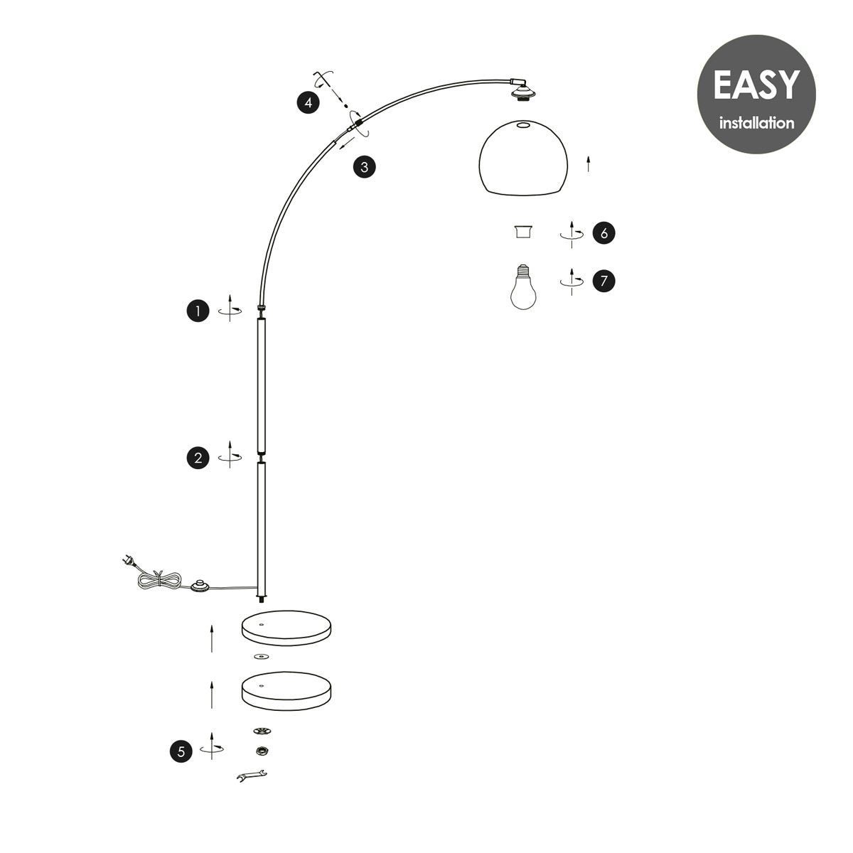 Moderne Shade Vloerlamp Zwart 109x31.5x172 cm E27
