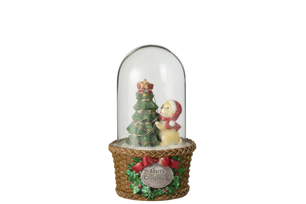 J-Line Bell Jar Kerstboom + Hond Led Polyresin Groen