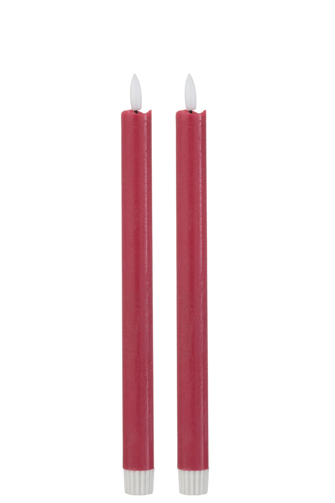 Doos 2 Kaarsen Led Lang Rood Groot