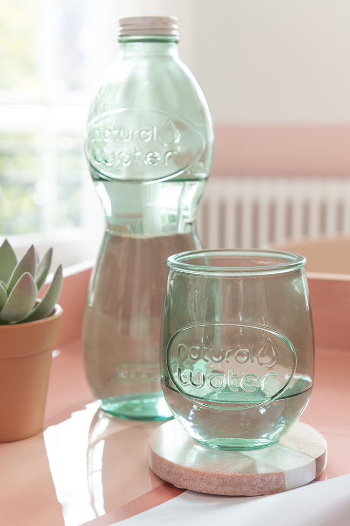 J-Line Doos Fles + 2 Glazen Natuurlijk Waterglas Lichtgroen