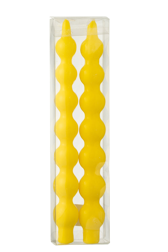 Doos met 2 kaarsen Kalebas Fluo Geel - 5 uur