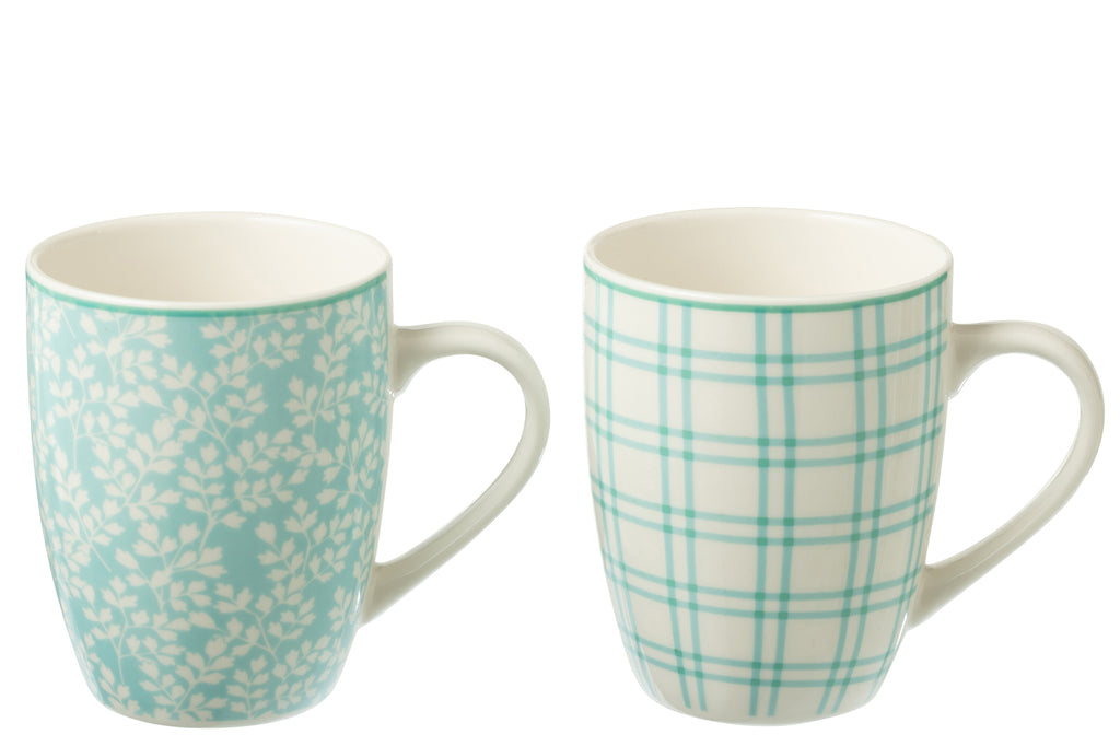 J-Line Doos met 2 mokken van keramiek blauw