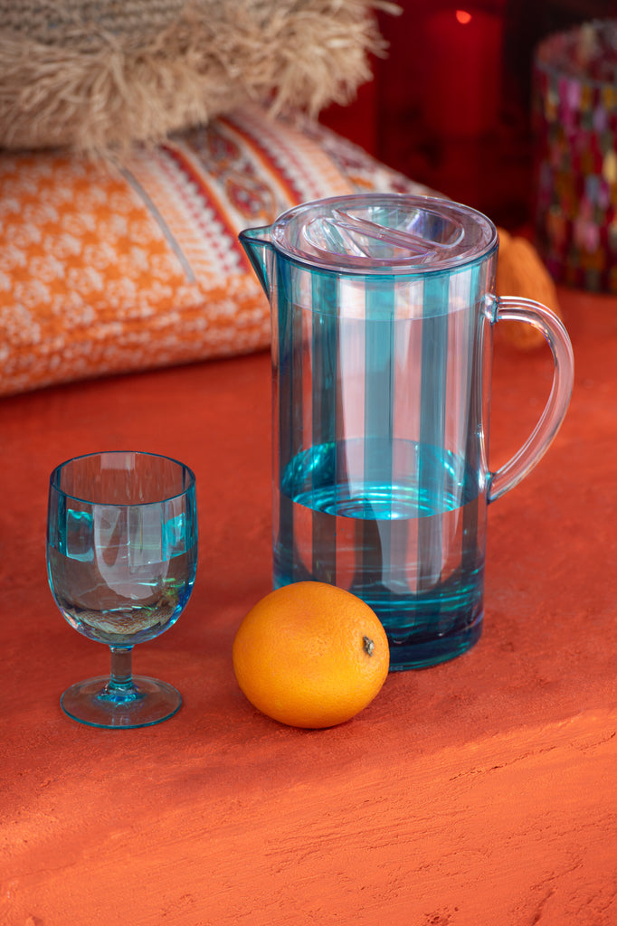 J-Line Doos van 6 stuks wijnglazen plastic blauw