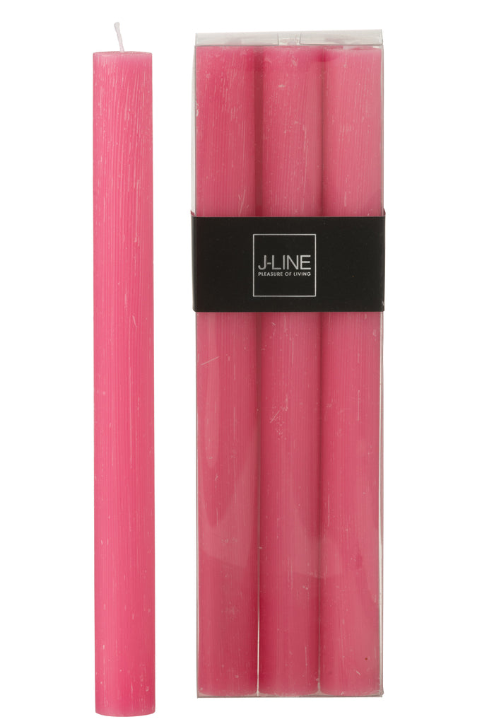 Doos met 6 tafelkaarsen roze 9 uur