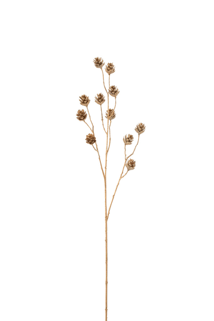 J-Line Tak Dennenappels Driedelig Glitter Plastiek Goud