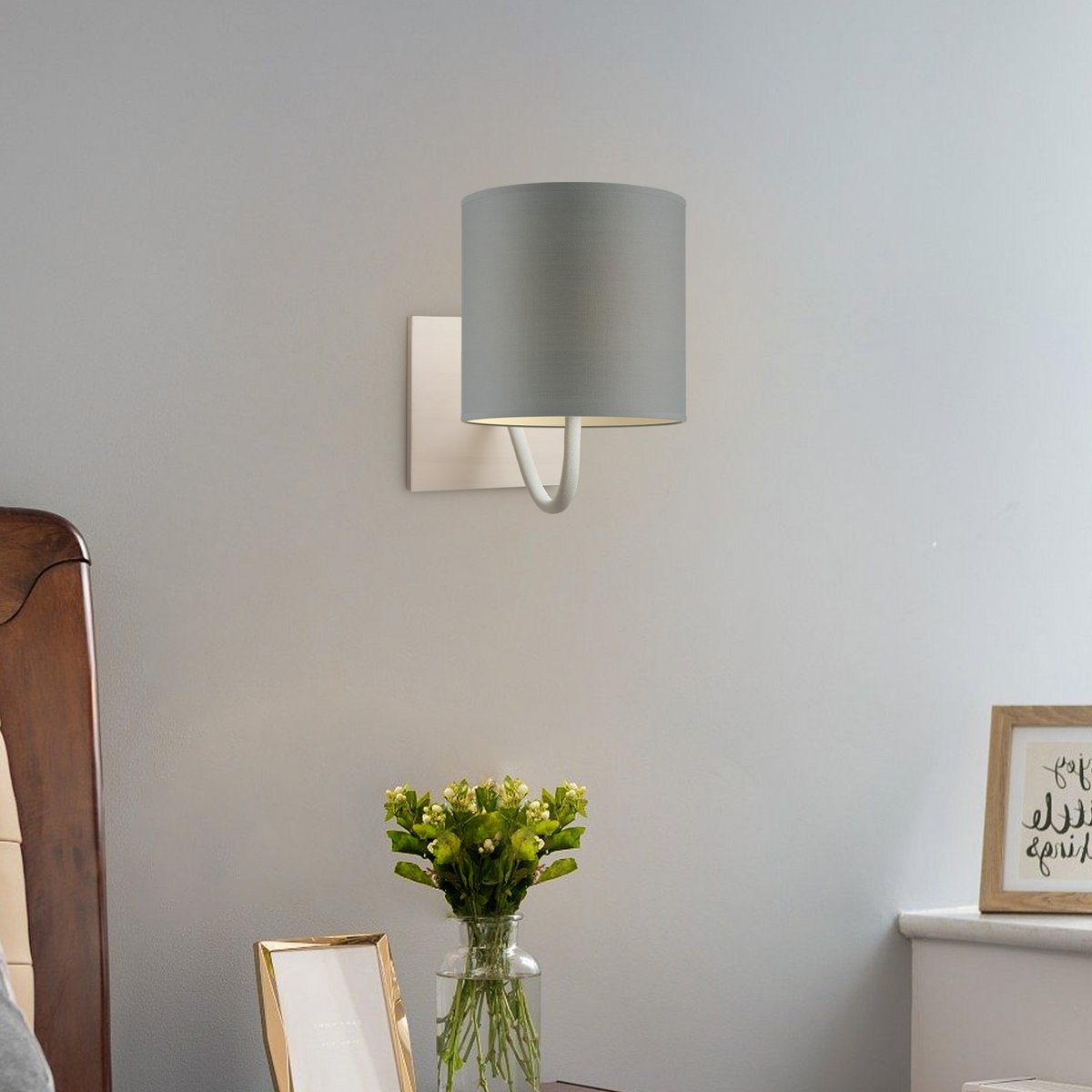 Wandlamp - Beach E27 Lampenkap grijs 16cm