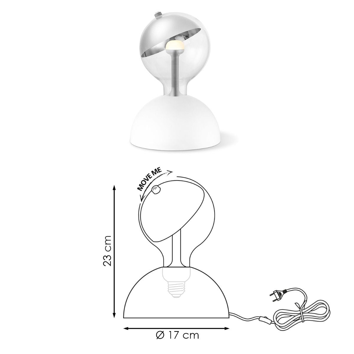 Hanglamp Move Me - Bumb Sphere 5.5W 2700K wit-zilver