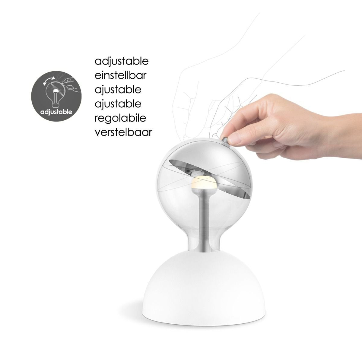 Hanglamp Move Me - Bumb Sphere 5.5W 2700K wit-zilver