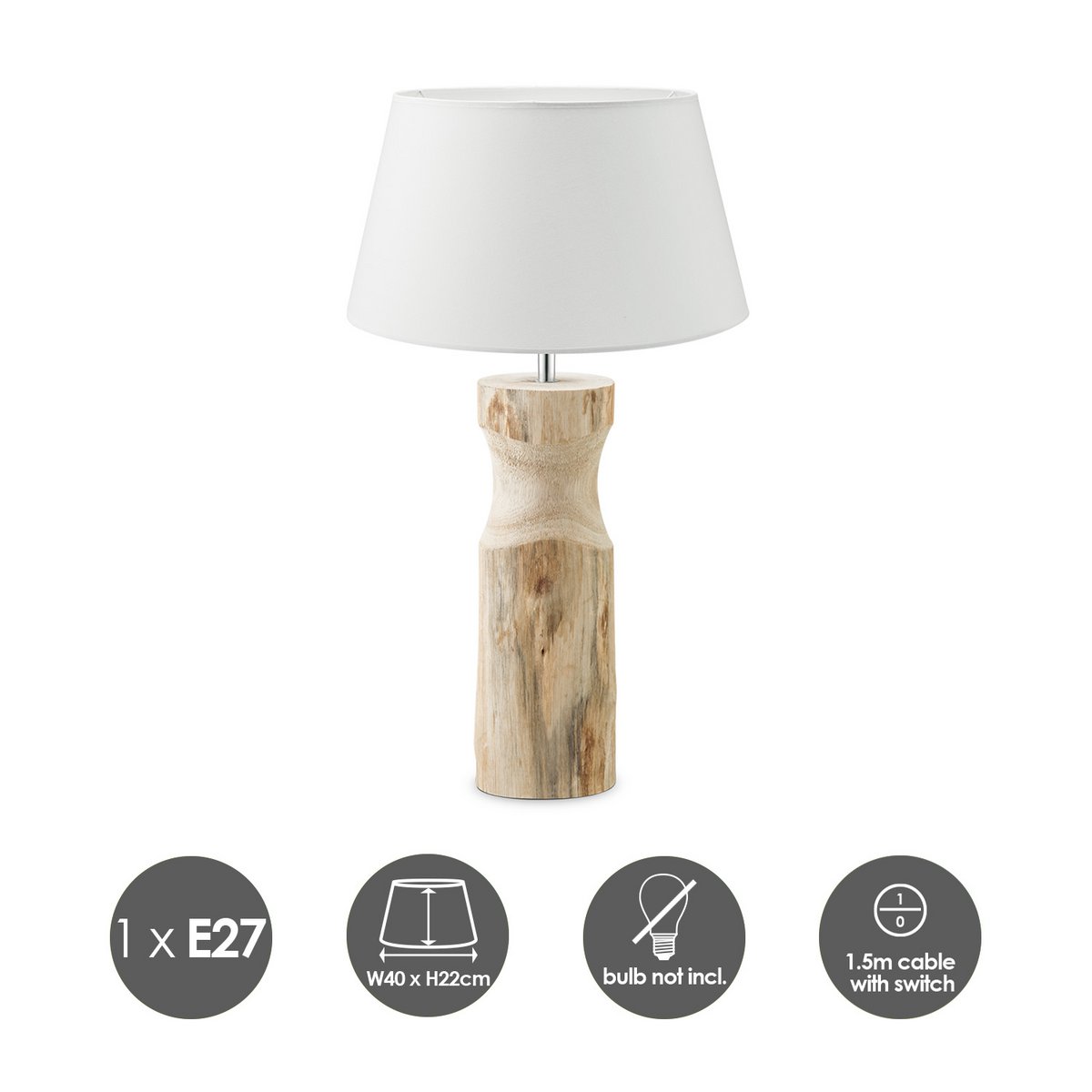 Tafellamp Largo met Bodo Houten Lampvoet en Lampenkap