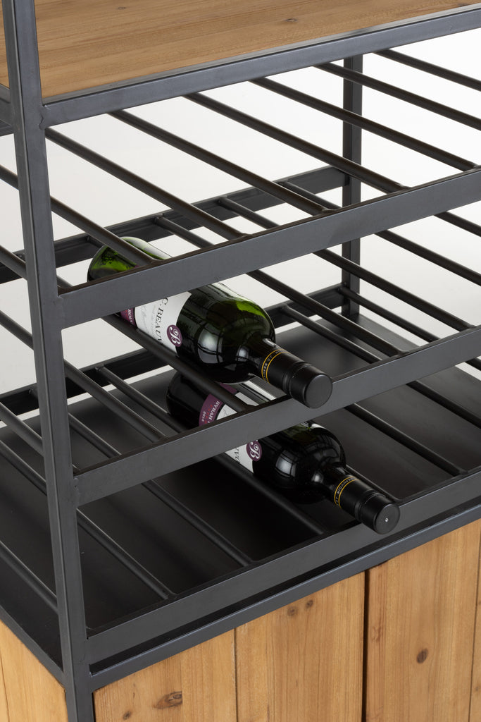Kast voor wijnflessen+glazen Metaal/Hout Natuurlijk