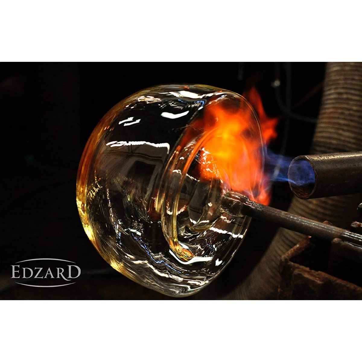 Flessenkoeler Reuben, mondgeblazen kristalglas met platina rand, hoogte 22 cm, diameter 20 cm