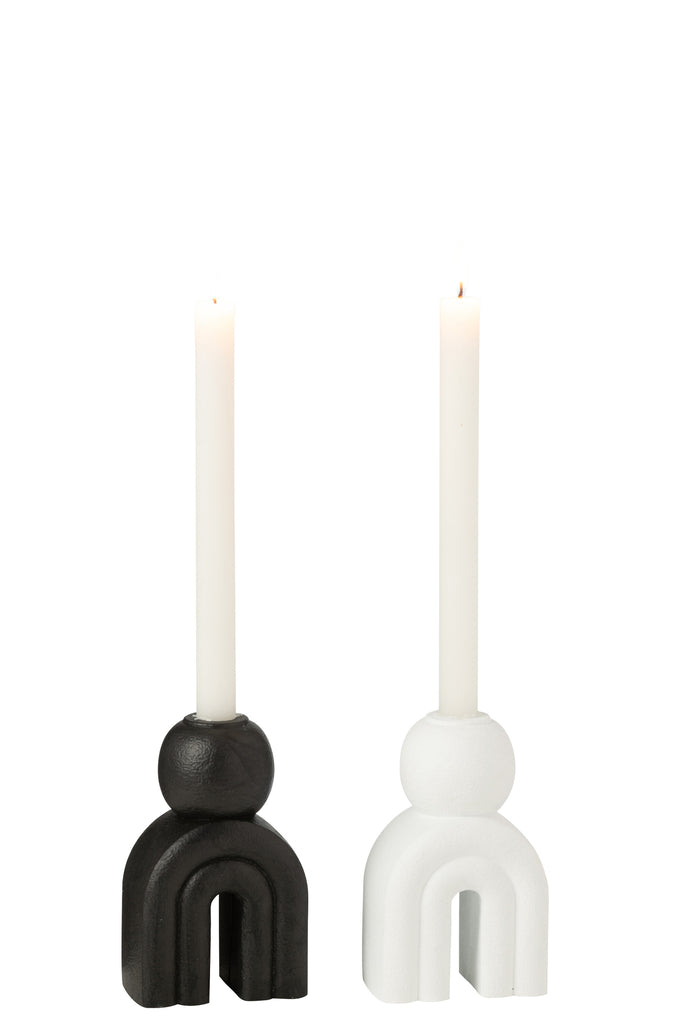 Candle Holder Modern Cement Black/White Assortment Of 2