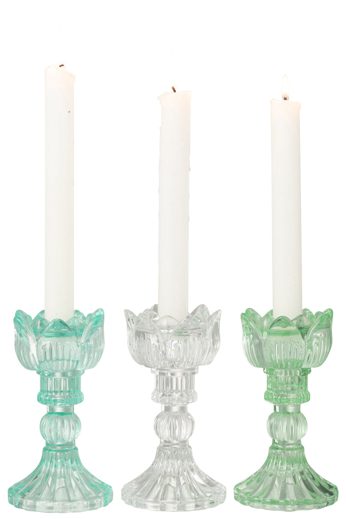 Kaarsenhouder Roos Koud Glas Mix Assortiment Van 3