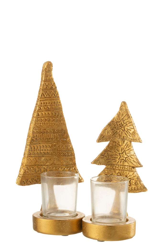 Kaarsenhouder Kerstboom Poly Goud Groot