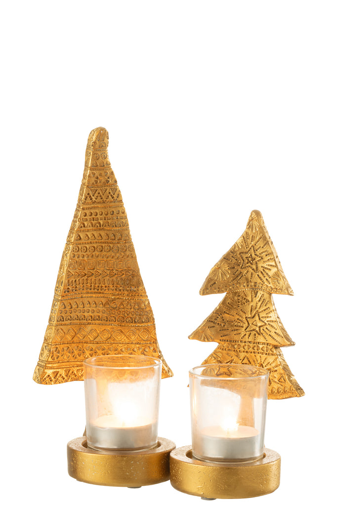Kaarsenhouder Kerstboom Poly Goud Groot