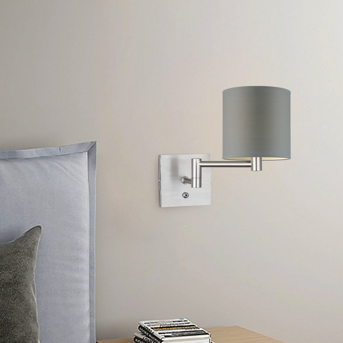 Wandlamp - Swing, E27, grijs Lampenkap 16x15cm