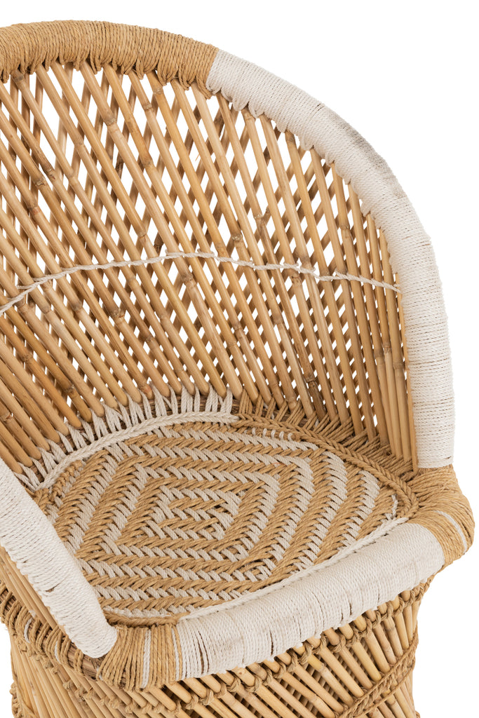 Stoel rugleuning bamboe natuurlijk/wit kind