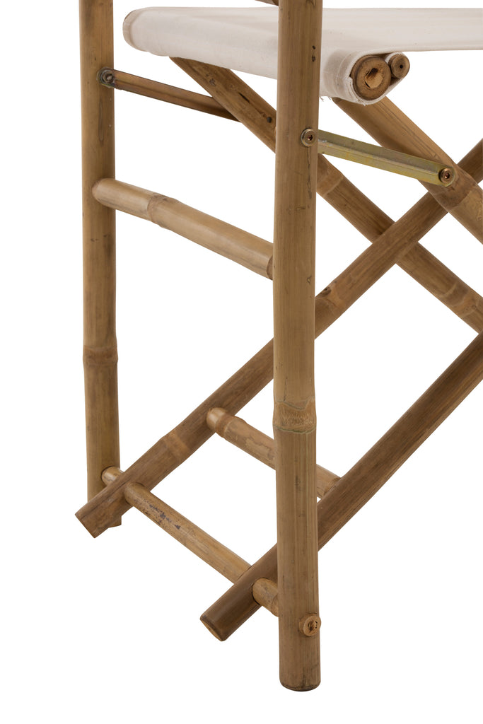 Stoel Directeur Buigbaar Bamboe+Textiel Natuurlijk+Wit