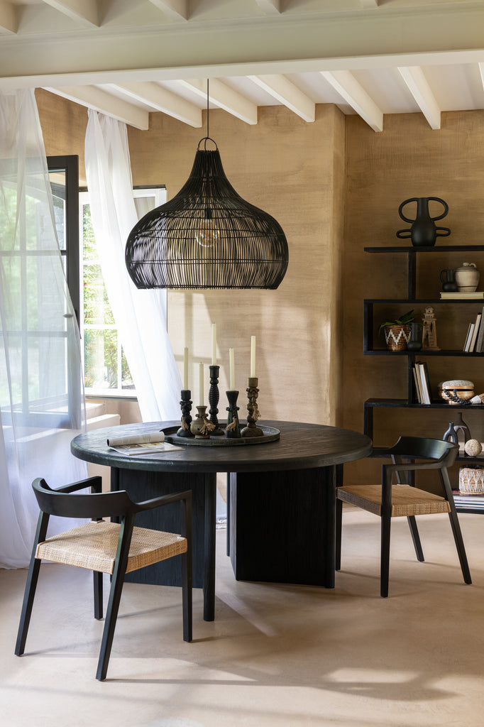 Stoel Emma Teak Zwart/Bruin