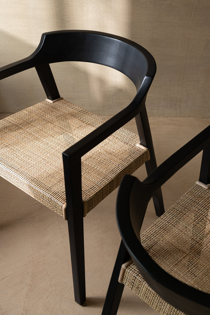 Stoel Emma Teak Zwart/Bruin