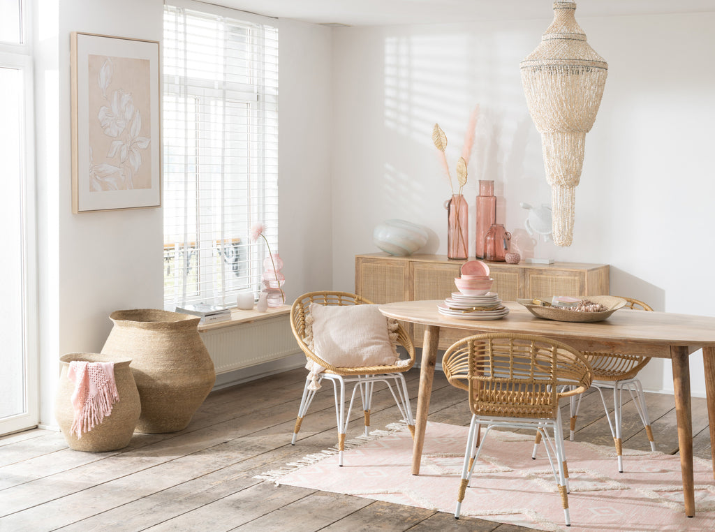 Stoel Jeanne Buiten Met/Riet Natuurlijk/Wit