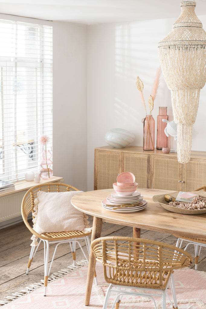 Stoel Jeanne Buiten Met/Riet Natuurlijk/Wit