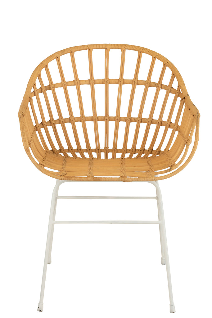 Stoel Keni Rotan/Metaal Natuurlijk/Wit