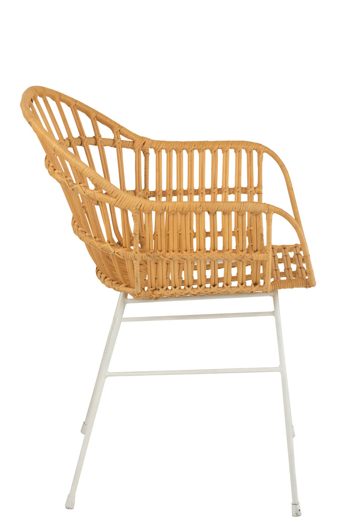 Stoel Keni Rotan/Metaal Natuurlijk/Wit
