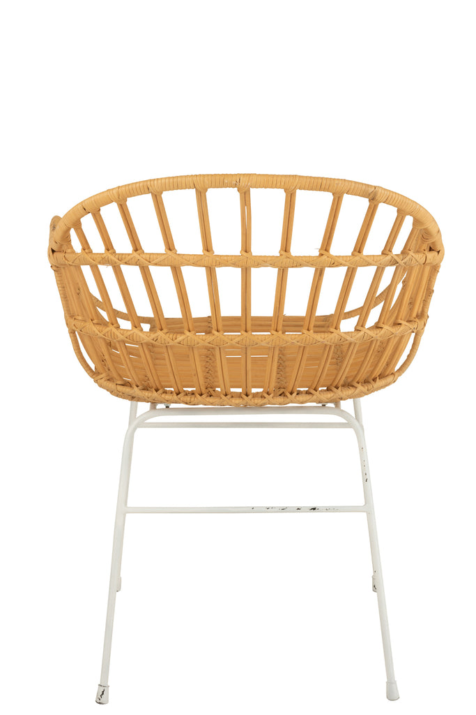 Stoel Keni Rotan/Metaal Natuurlijk/Wit