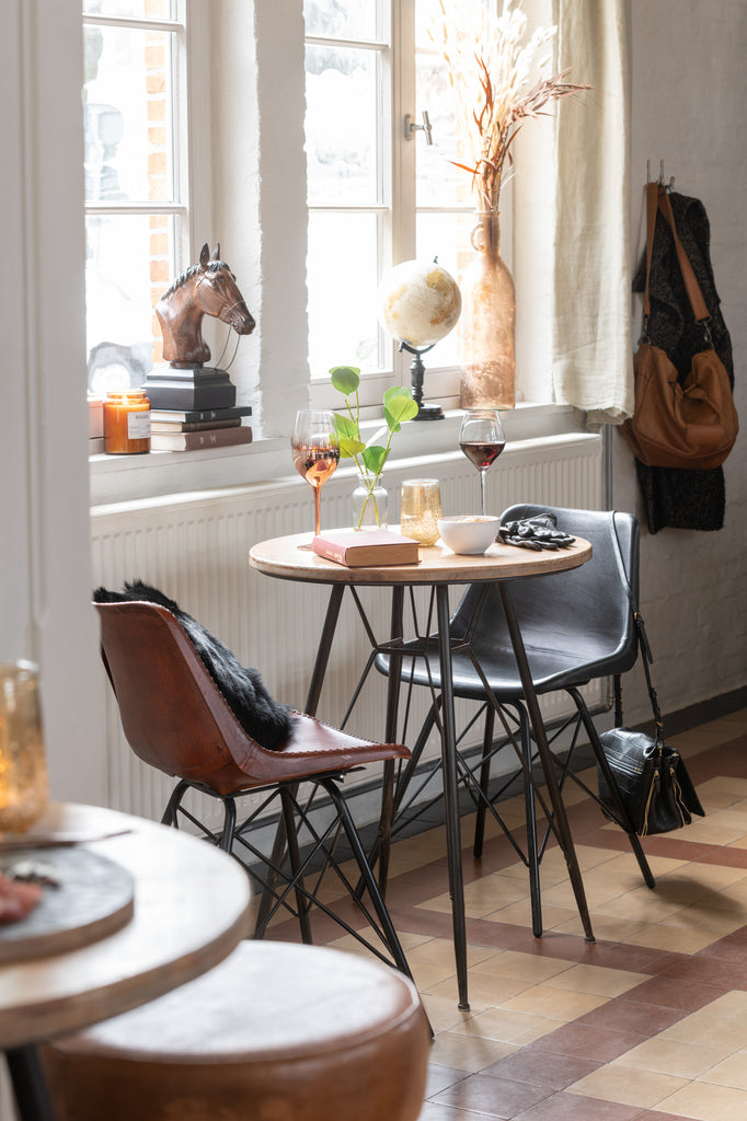 Stoel Loft Leer/Metaal Donkerbruin/Zwart