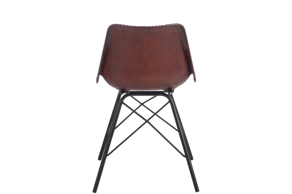 Stoel Loft Leer/Metaal Donkerbruin/Zwart