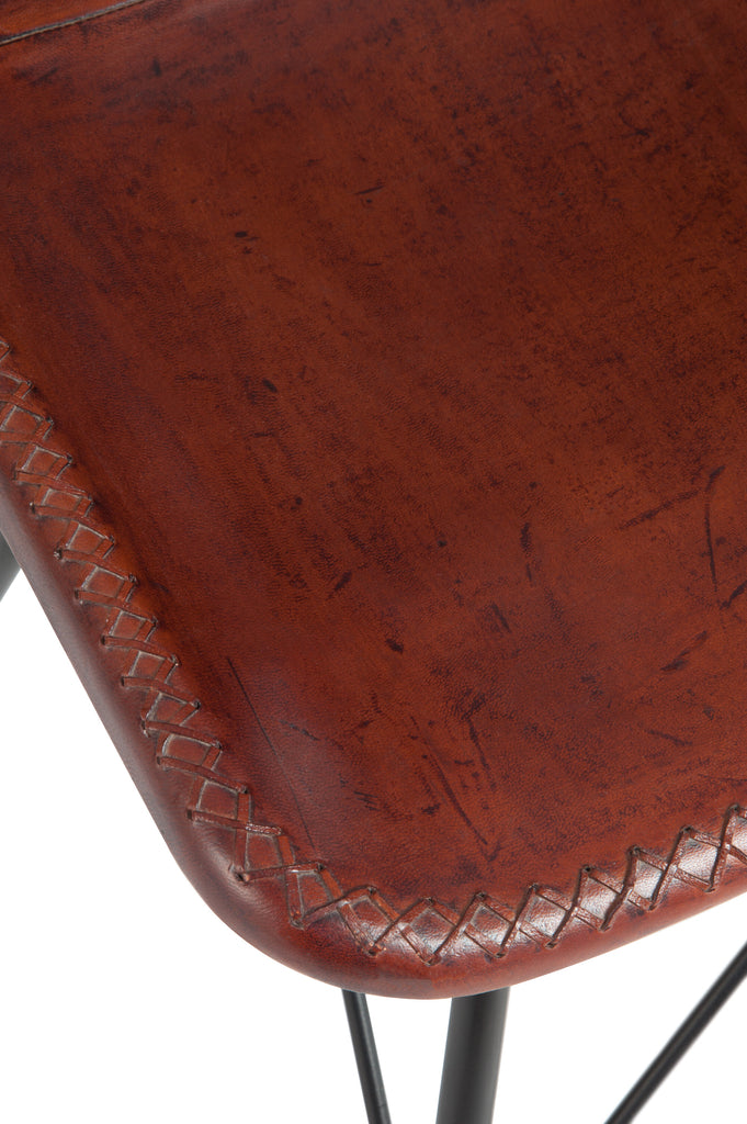 Stoel Loft Leer/Metaal Donkerbruin/Zwart