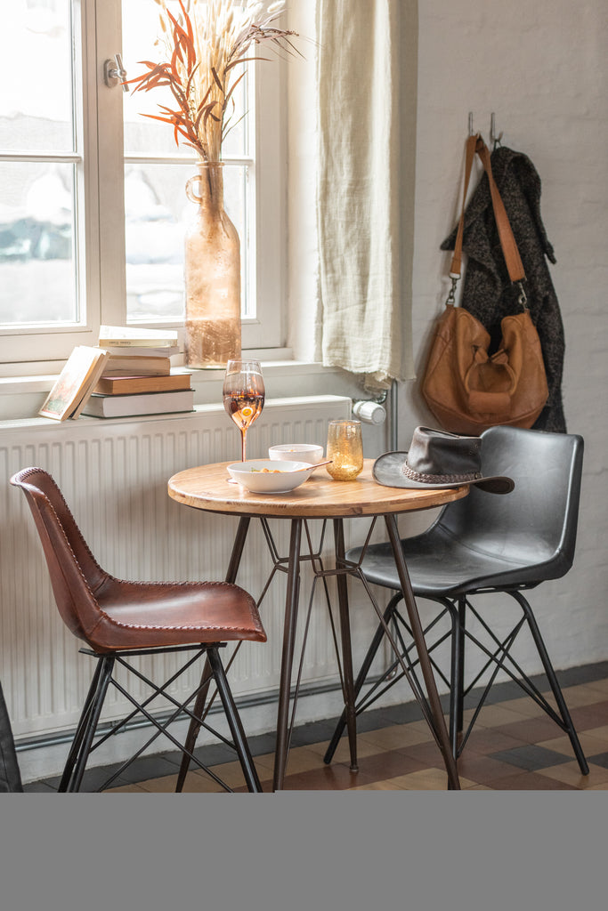 Stoel Loft Leer/Metaal Zwart