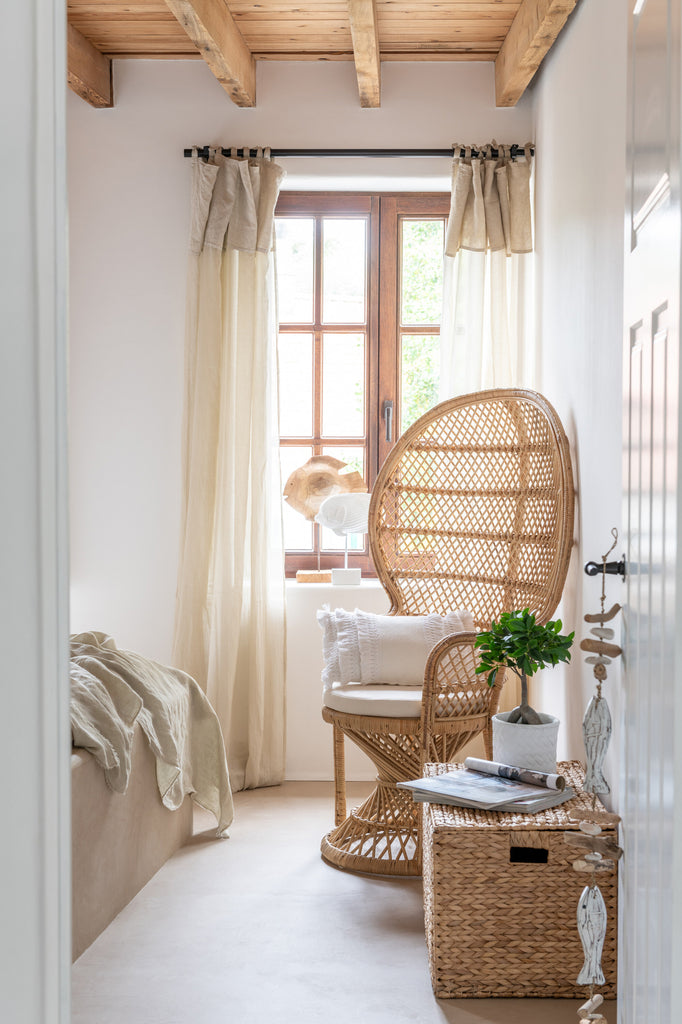 Stoel Pauw Met Kussen Rotan Natuurlijk