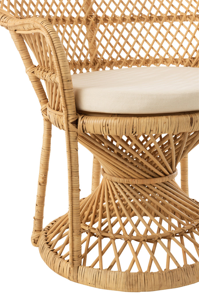 Stoel Pauw Met Kussen Rotan Natuurlijk