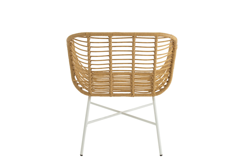 Stoel Rachelle Buiten Met/Rattan Natuurlijk/Wit