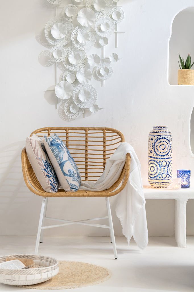 Stoel Rachelle Buiten Met/Rattan Natuurlijk/Wit