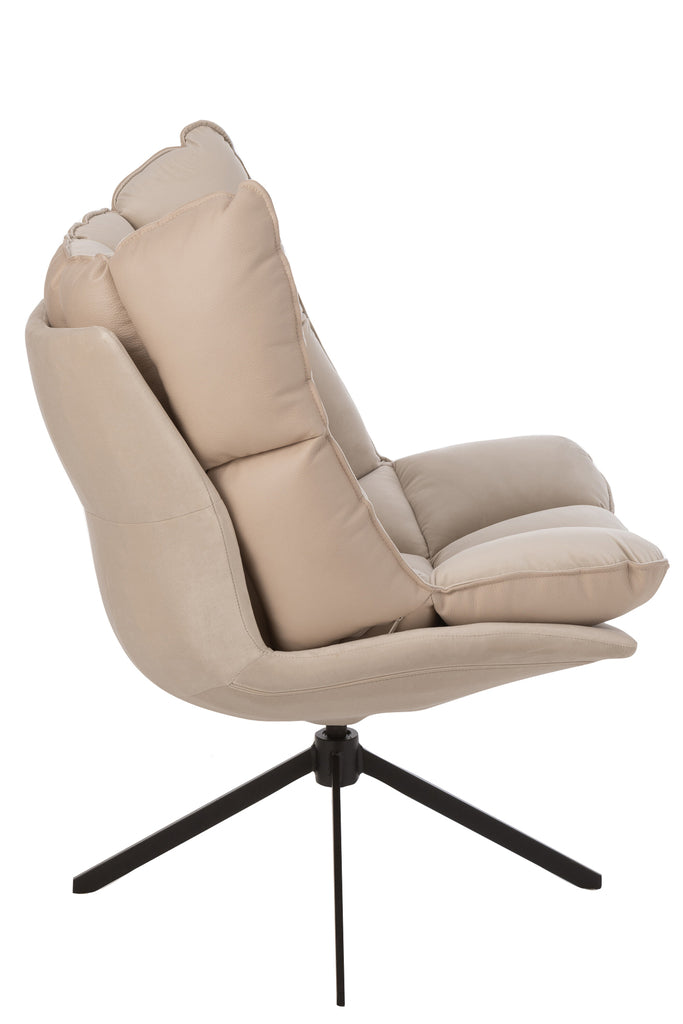 Stoel Relax Kussen Op Frame Textiel/Metaal Beige