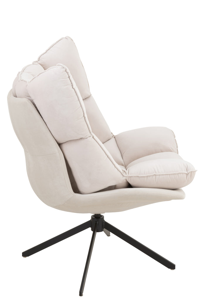 Stoel Relax Kussen Op Frame Textiel/Metaal Beige