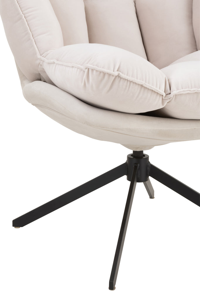 Stoel Relax Kussen Op Frame Textiel/Metaal Beige