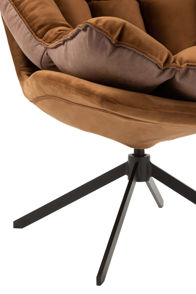 Stoel Relax Kussen Op Frame Textiel/Metaal Bruin